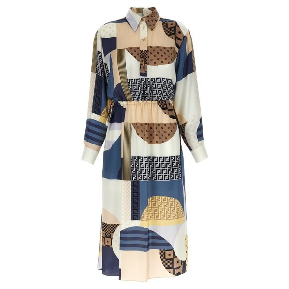 Fendi Patchwork Silk Dress - NWT - Picture 1 of 4